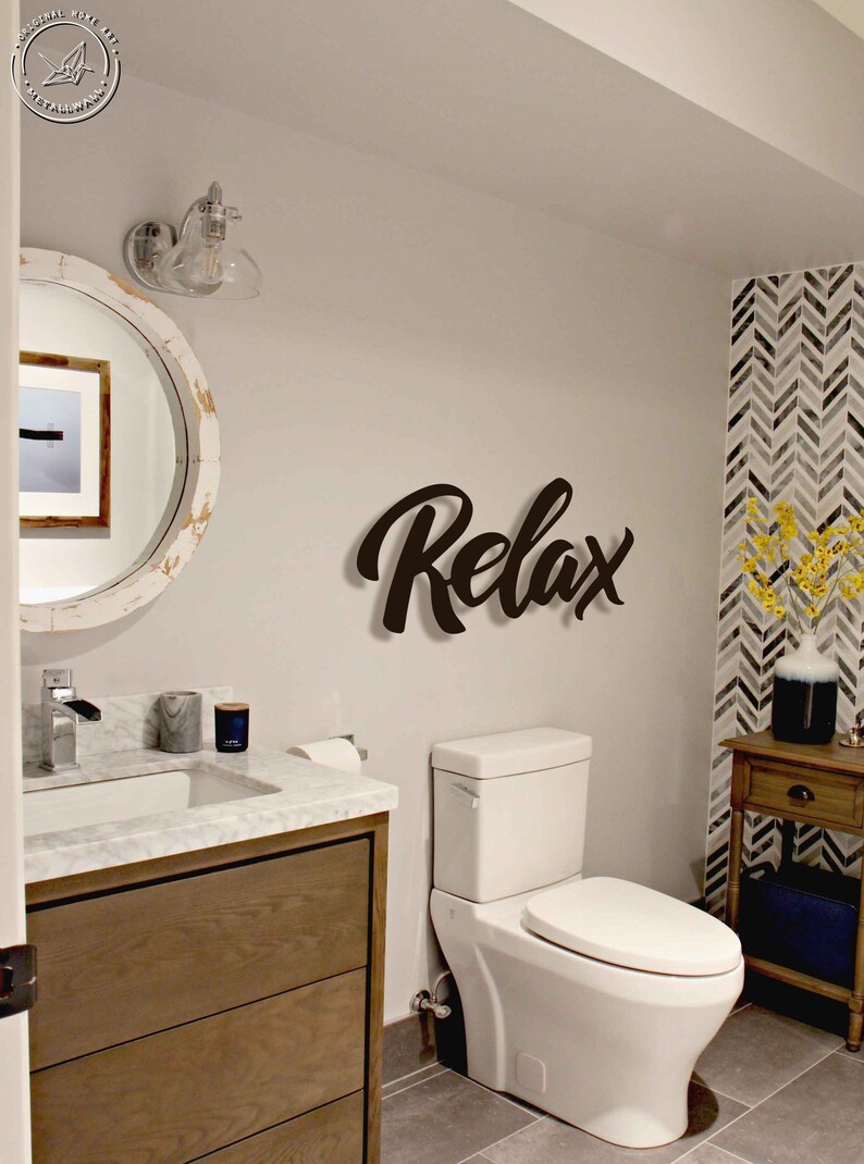 Relax Metal Letters Wall Art Bathroom wall art Home Decor | Etsy