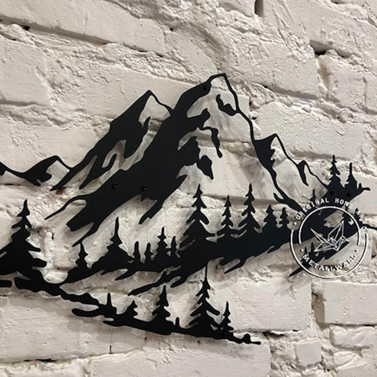 Metal Mountain wall art Metal Wall Art Mountains Metal wall Etsy