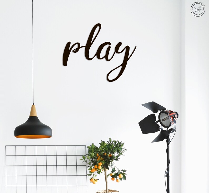 PLAY Metal Words Wall Art Home Decor Wall Hanging Metal Etsy