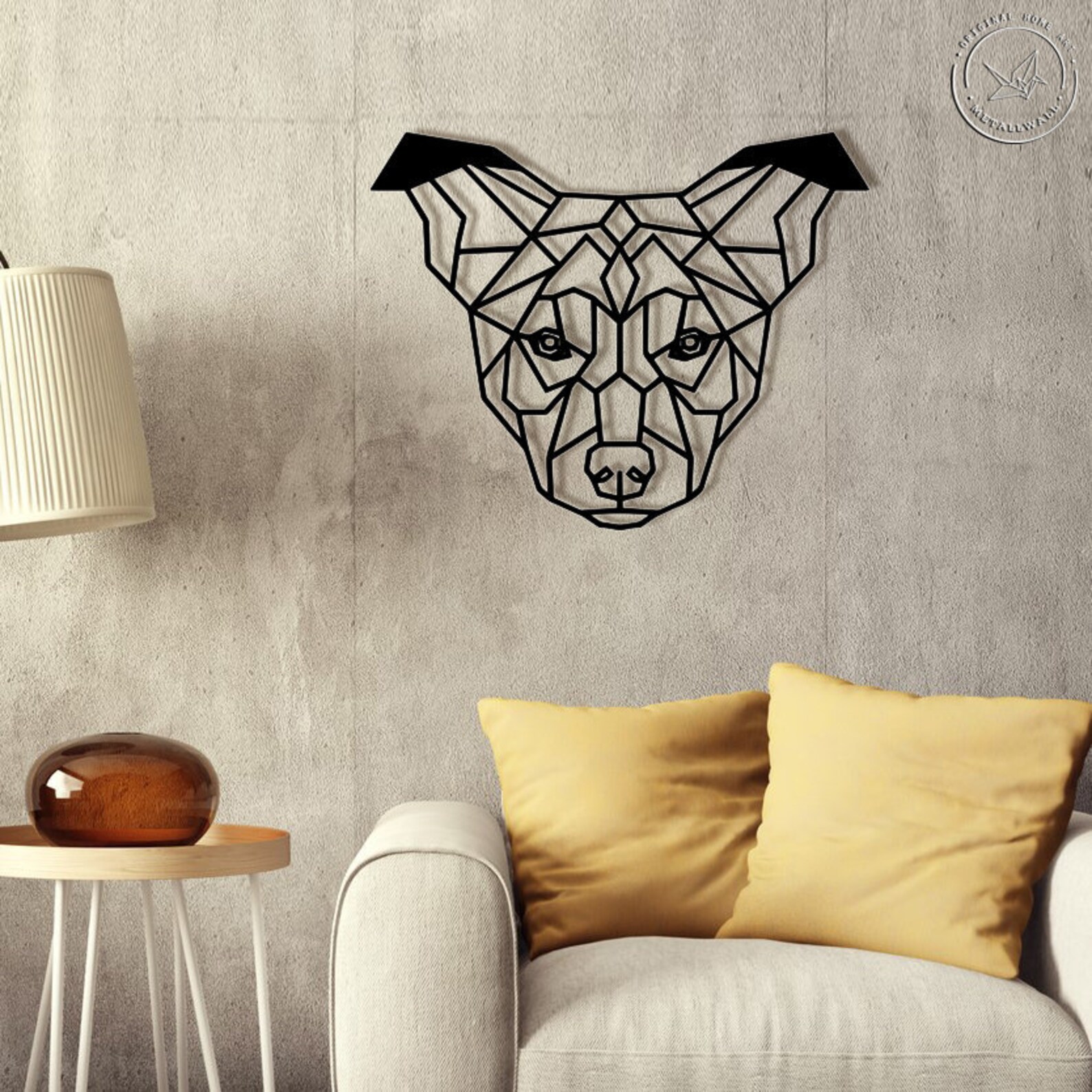 Metal Wall Art Geometric Dog Sign Animal Interior Home Decor Etsy