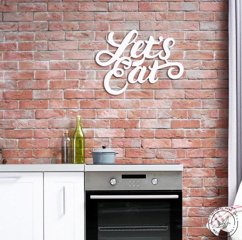 Let's Eat Metal Word Wall Art Home Decor Hanging Sign Gift