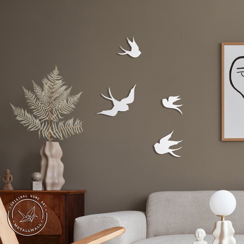 Metal bird wall art Flying birds Swallows Outdoor sculpture Etsy