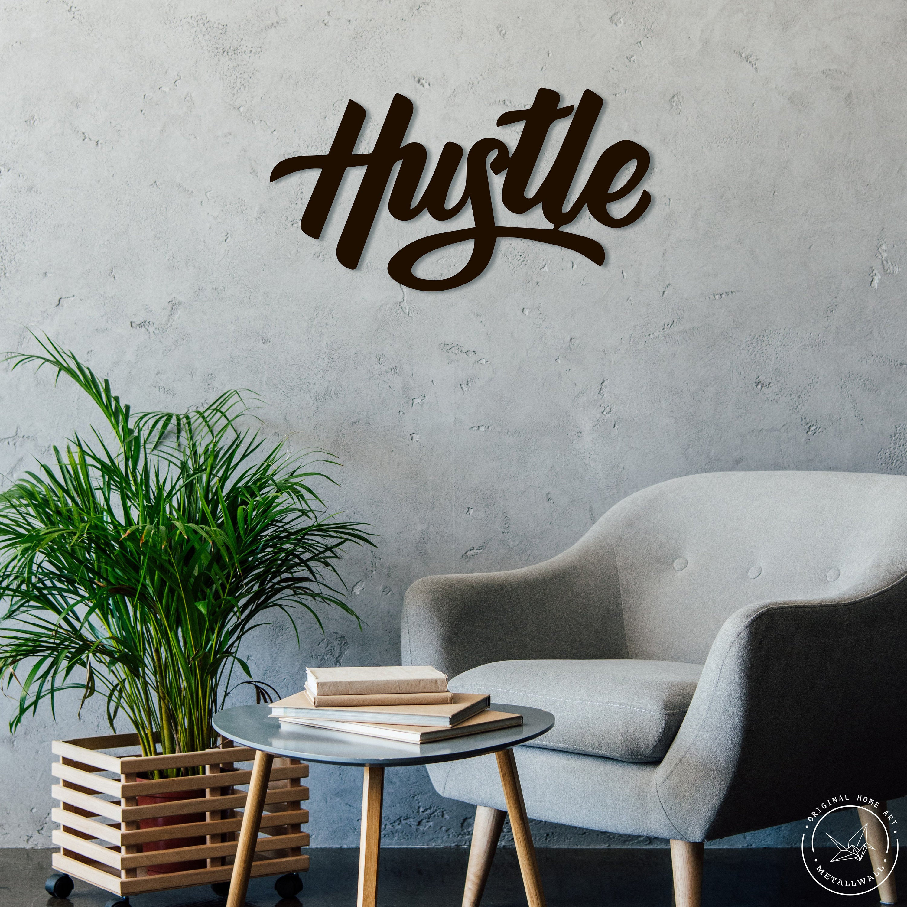 HUSTLE Metal Word Wall Art Home Decor Metal Letters Hanging | Etsy