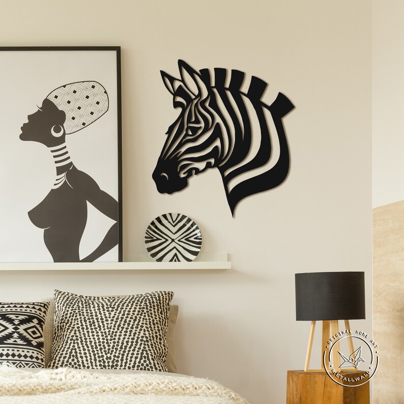 Metal wall art Zebra head Large wall decor Metal sign Living Etsy