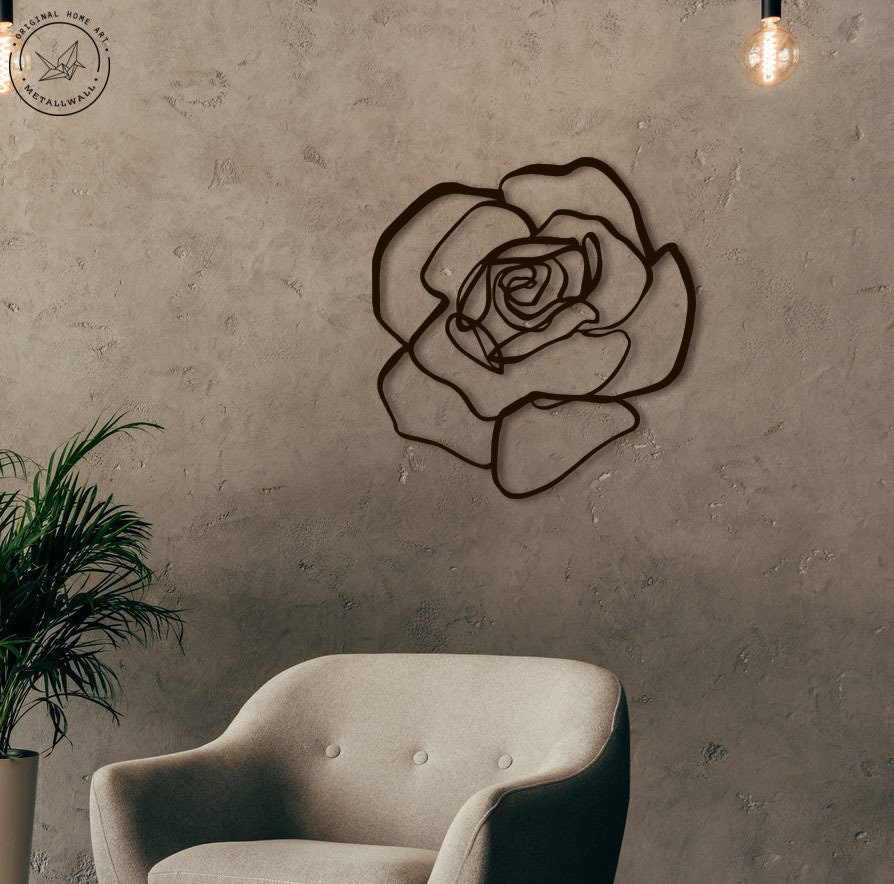 Metal Wall Art Rose Flower Large Wall Decor Wall Hanging Decor Etsy