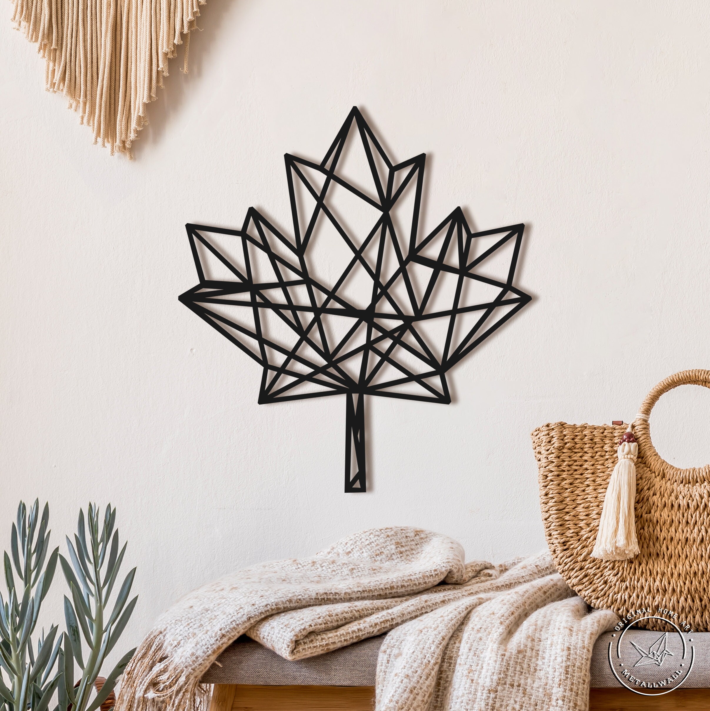 Metal wall art geometric Maple Leaf Home decor Metal Wall Etsy