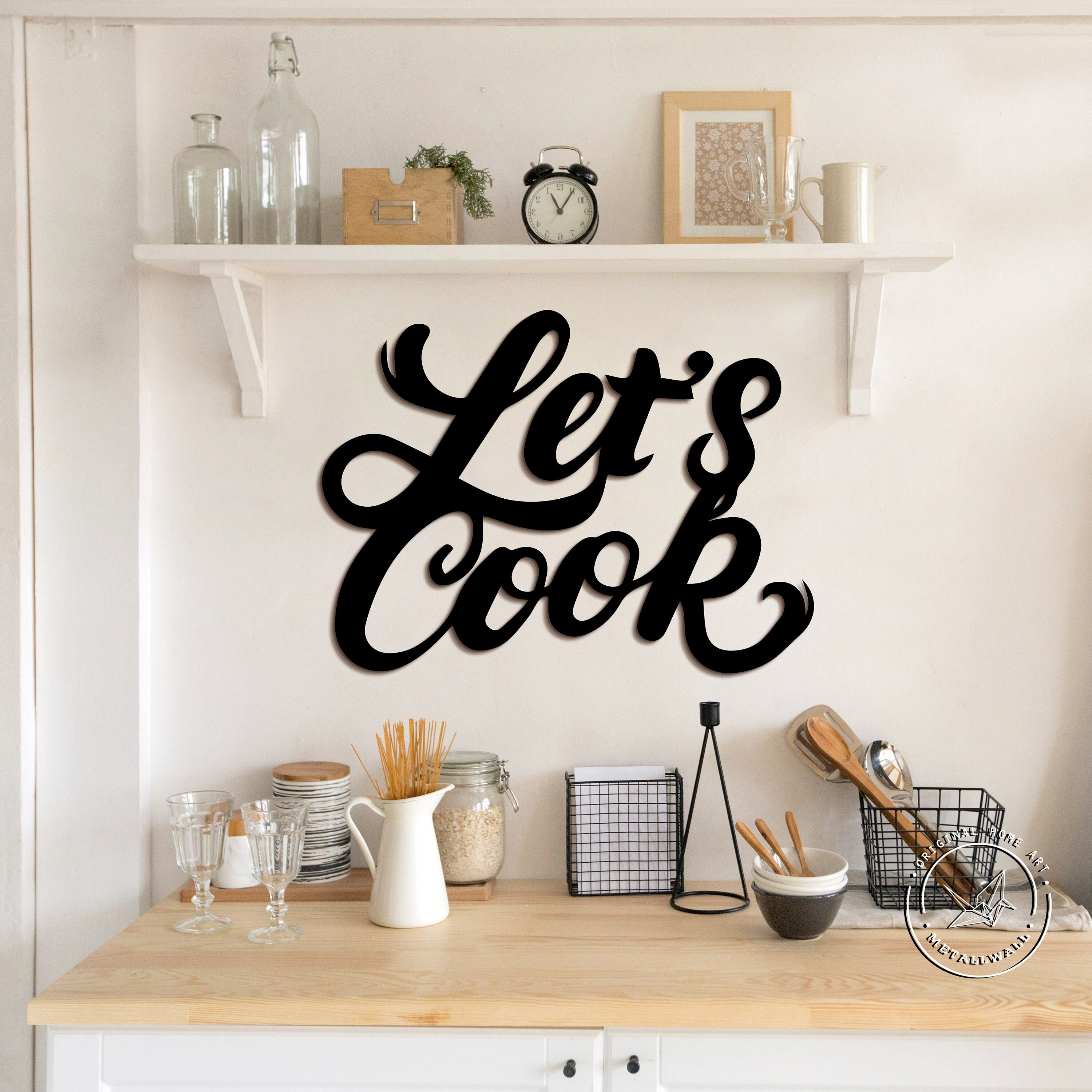 Let S Cook Sign Kitchen Metal Wall Art Home Decor Metal Etsy