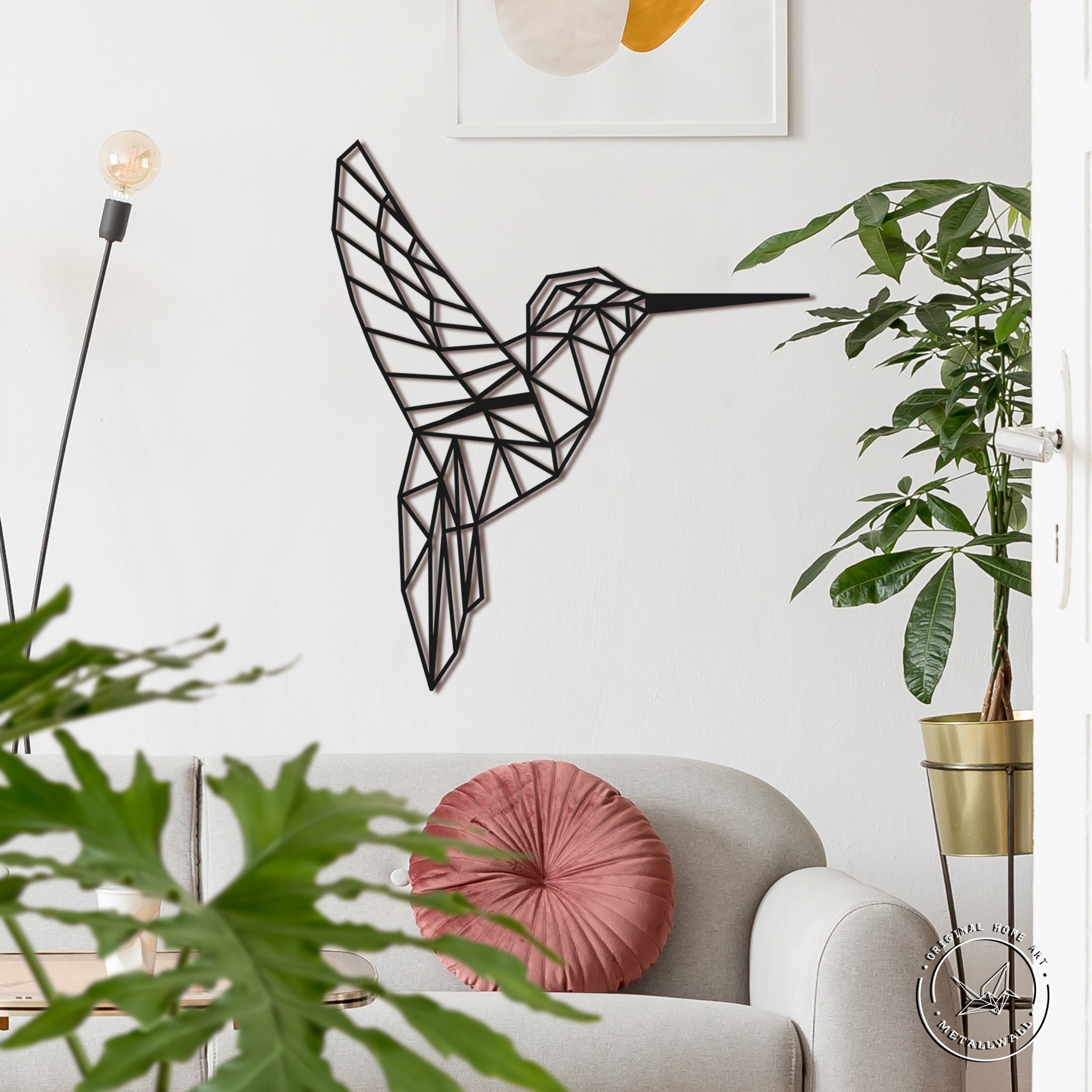 Geometric hummingbird metal wall art Wall hanging decor Bird Etsy
