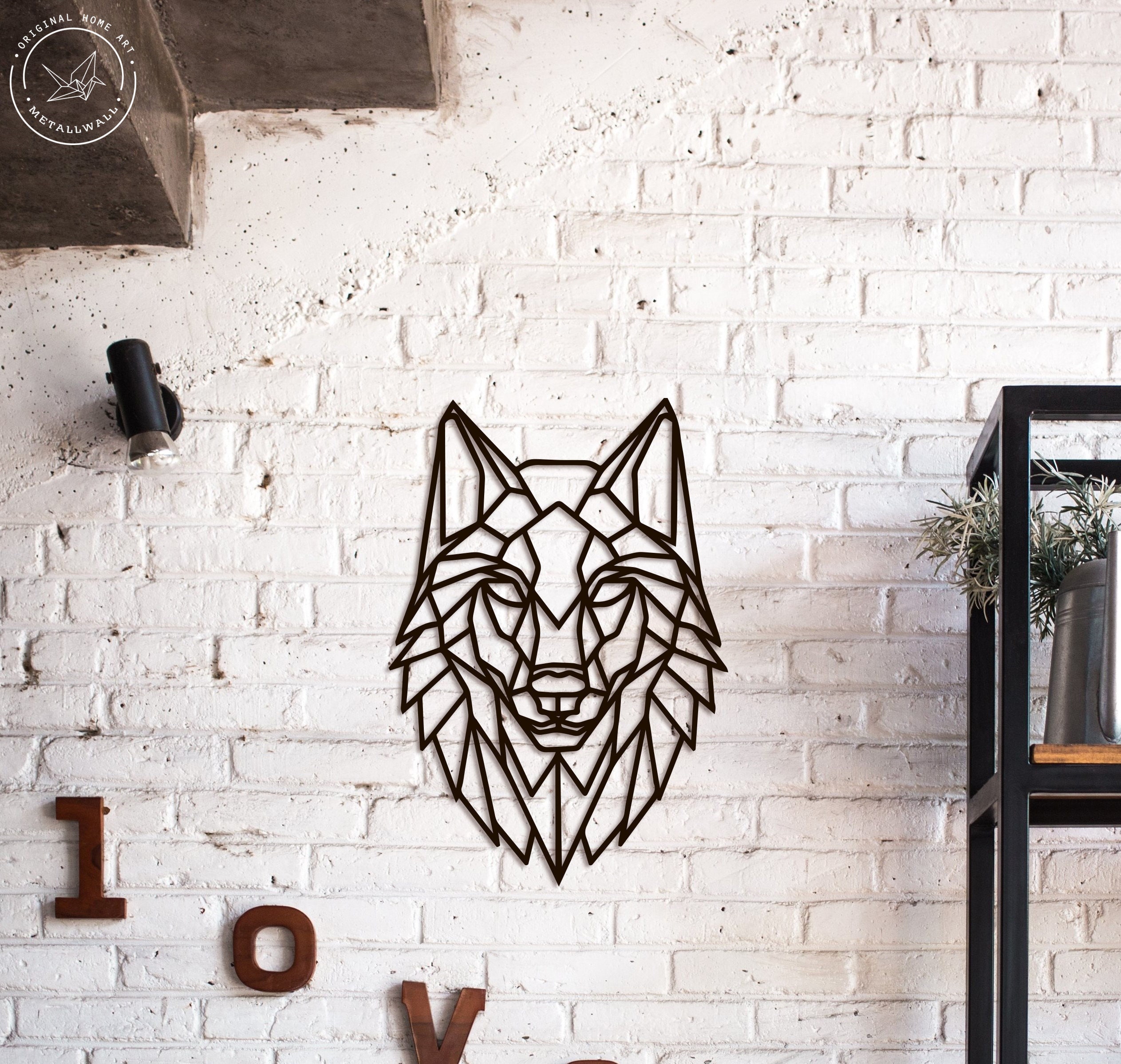 Geometric wall art Wolf head Metal Wall Art steel Home Decor Etsy