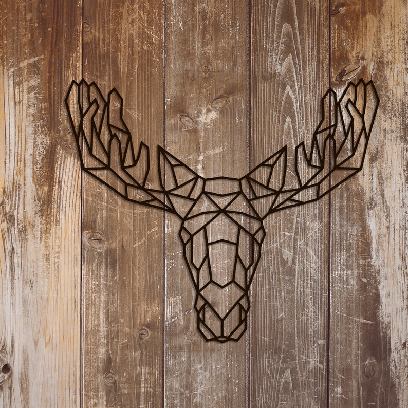 Metal Wall Art Geometric Animal Elk Head home decor Sign Wall Etsy