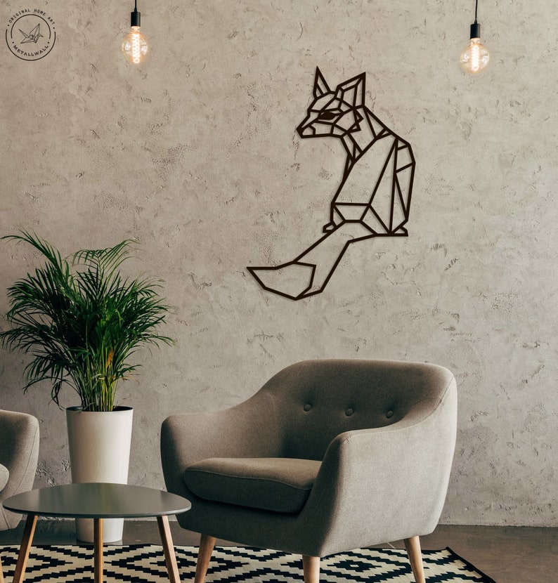 Metal Wall Art Fox Geometric Animal Head home decor Sign ...