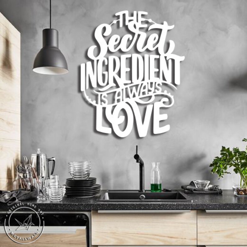 The Secret ingredient is always Love Metal Wall Art Kitchen | Etsy