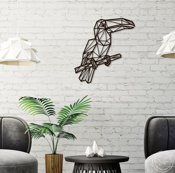 Metal Wall Art Geometric Toucan Sign Animal Home Decor