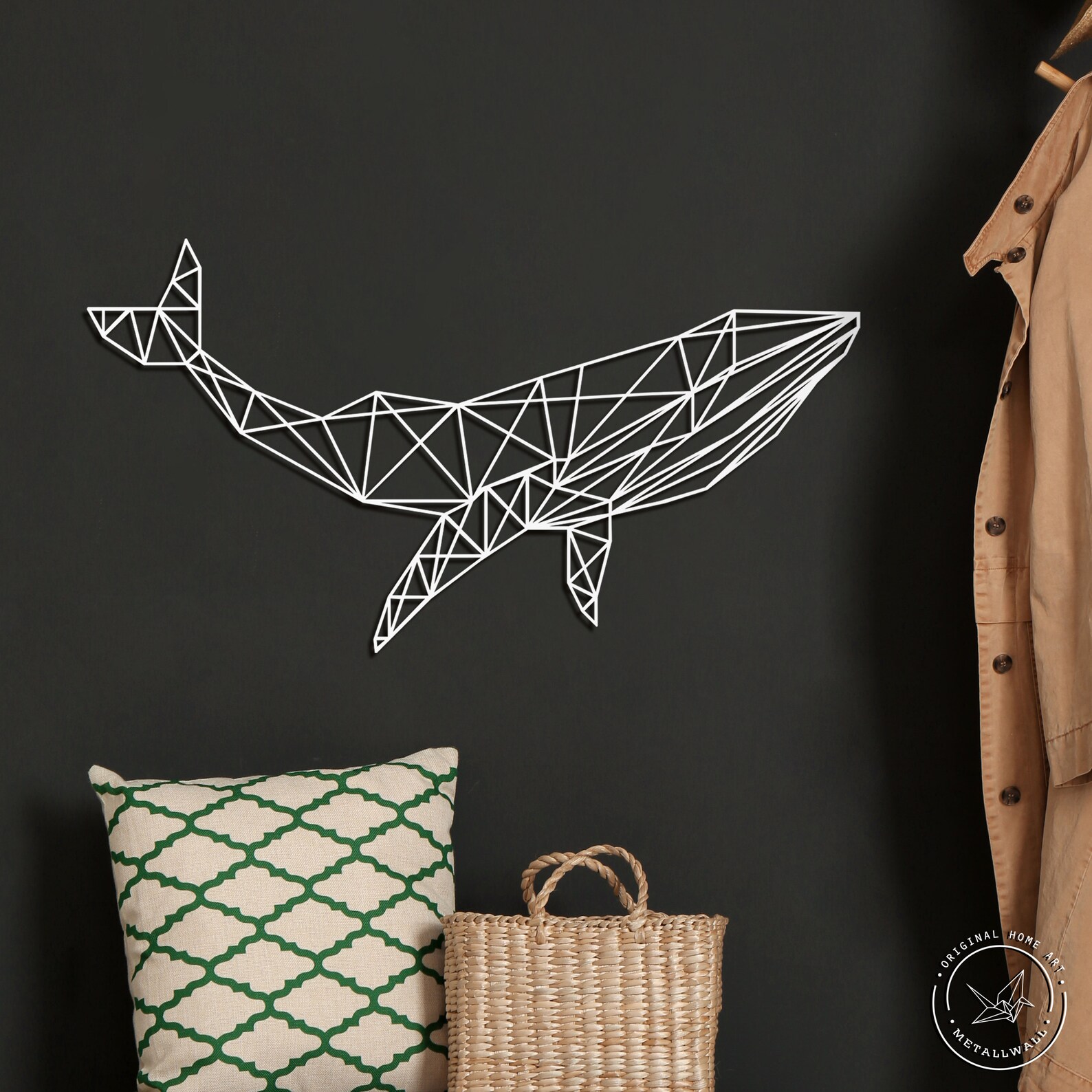 Geometric Whale metal wall art Whales Home decor style large Etsy
