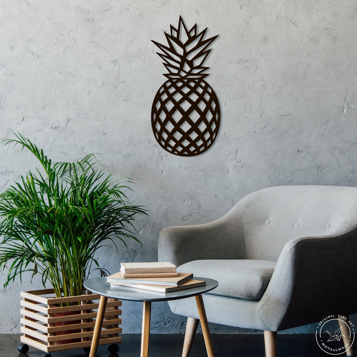 Metal wall art geometric Pineapple Large wall hanging decor Etsy