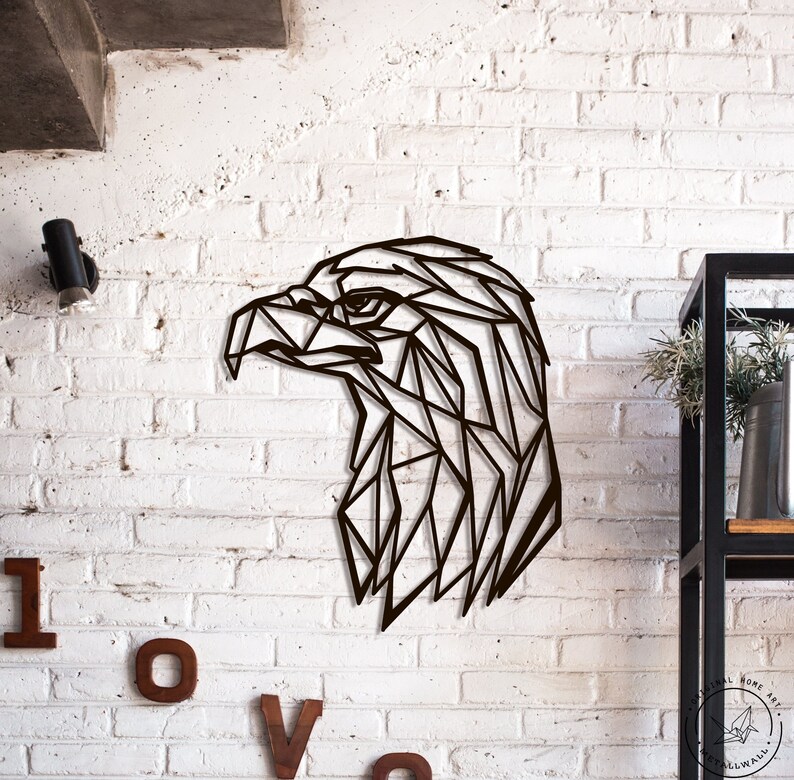 Metal Wall Art Geometric Hawk Animal steel Home Decor Signs Etsy