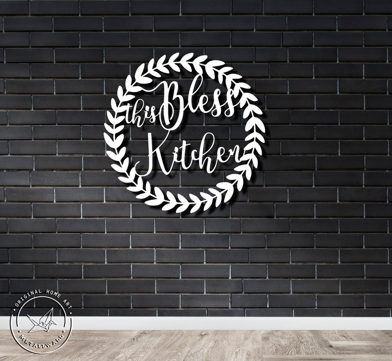 Kitchen signs Bless this Kitchen Metal wall art Metal letters Etsy