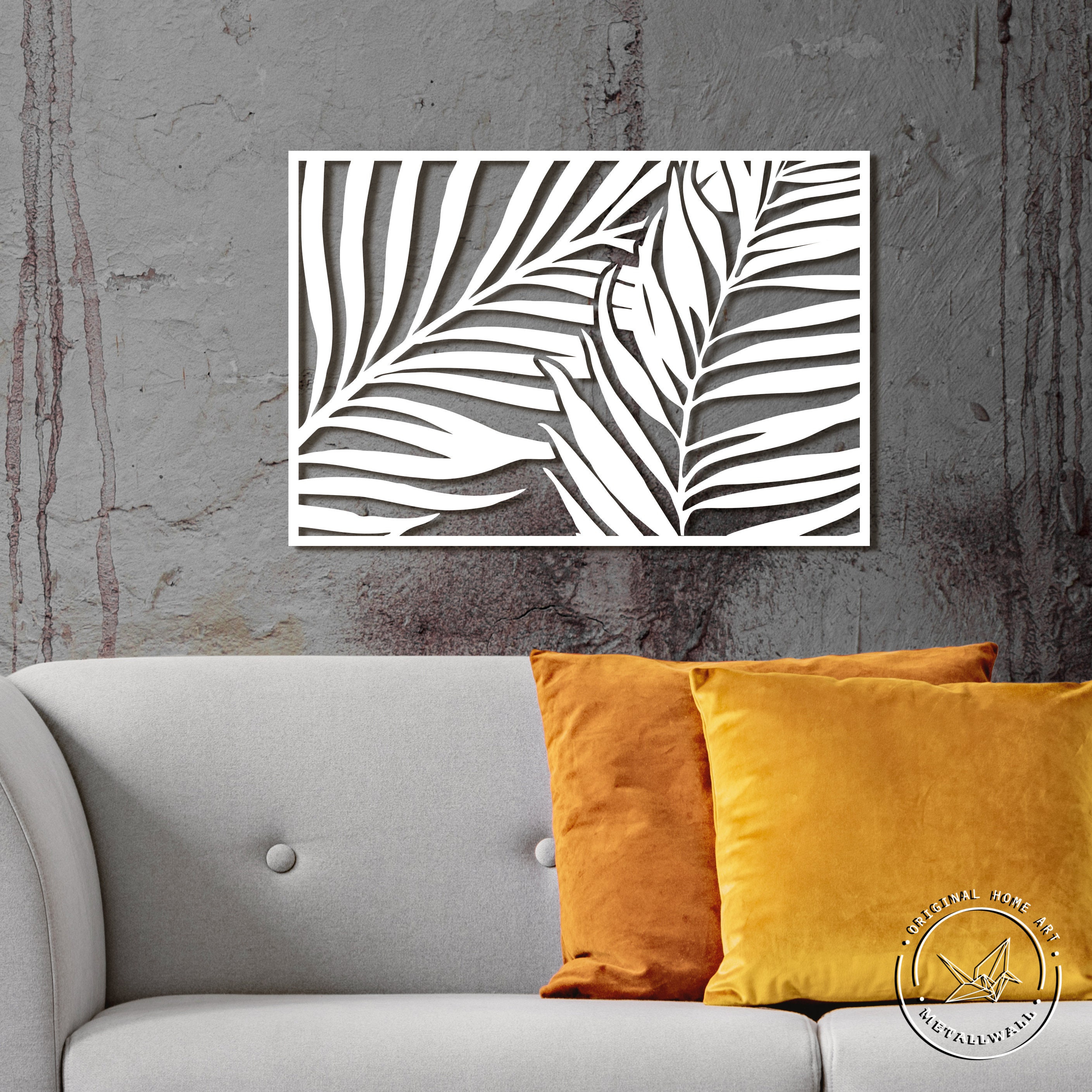 Metal Palm Leaf Wall Art Home Decor Larg Wall Haging Decor Etsy