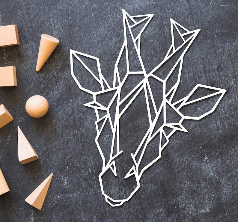 Metal Wall Art Geometric Animal Head Giraffe home decor Sign Etsy