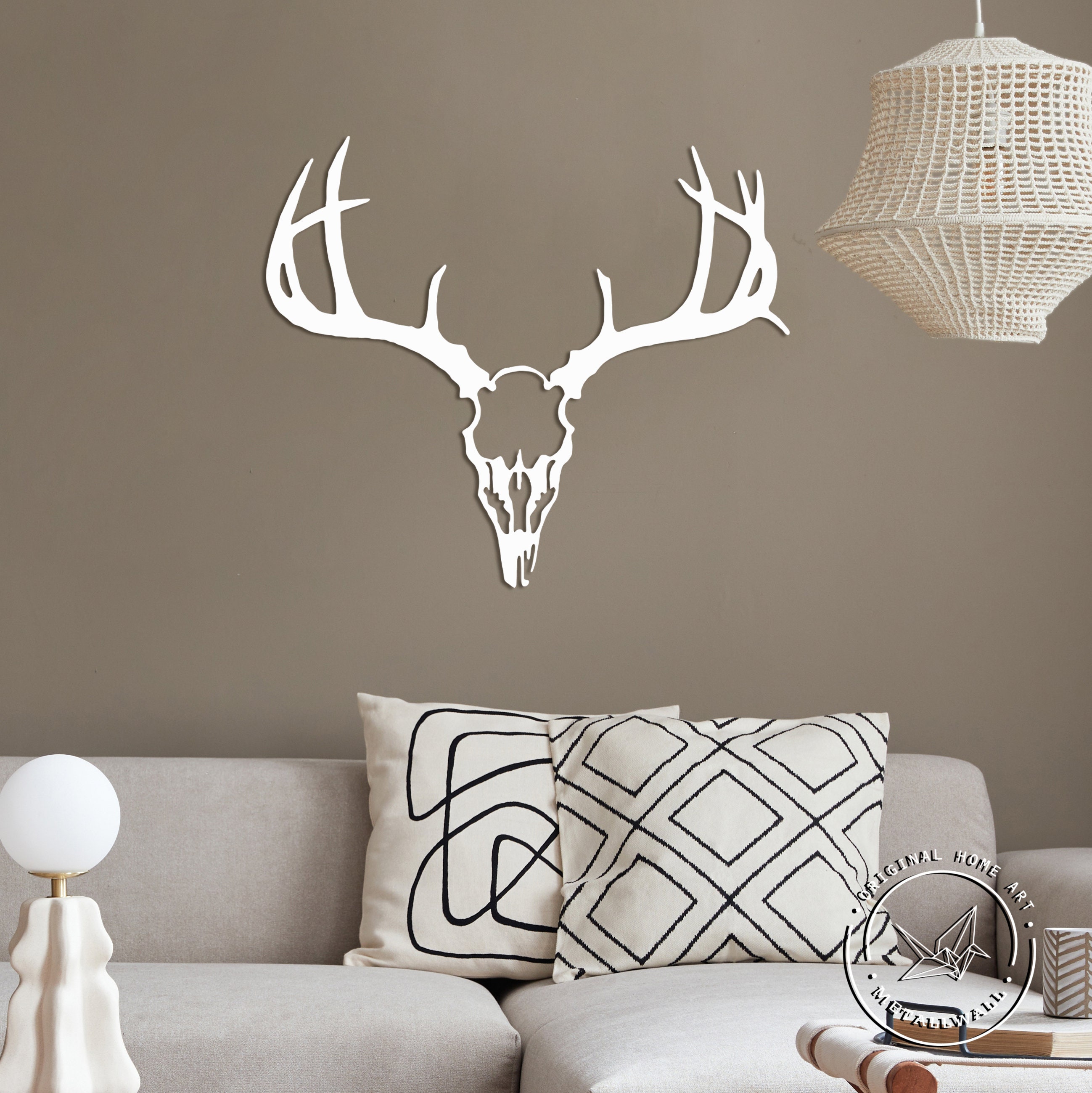 Metal Wall Art Deer Skull Head Animal Steel Home Decor Scandi Etsy