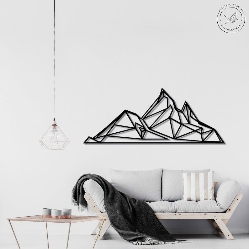 Geometric wall art Mountain wall art Mountains Metal wall art Etsy