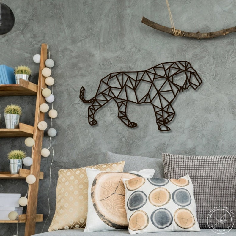 Metal Wall Art Geometric Lion Animals steel Home Decor Etsy
