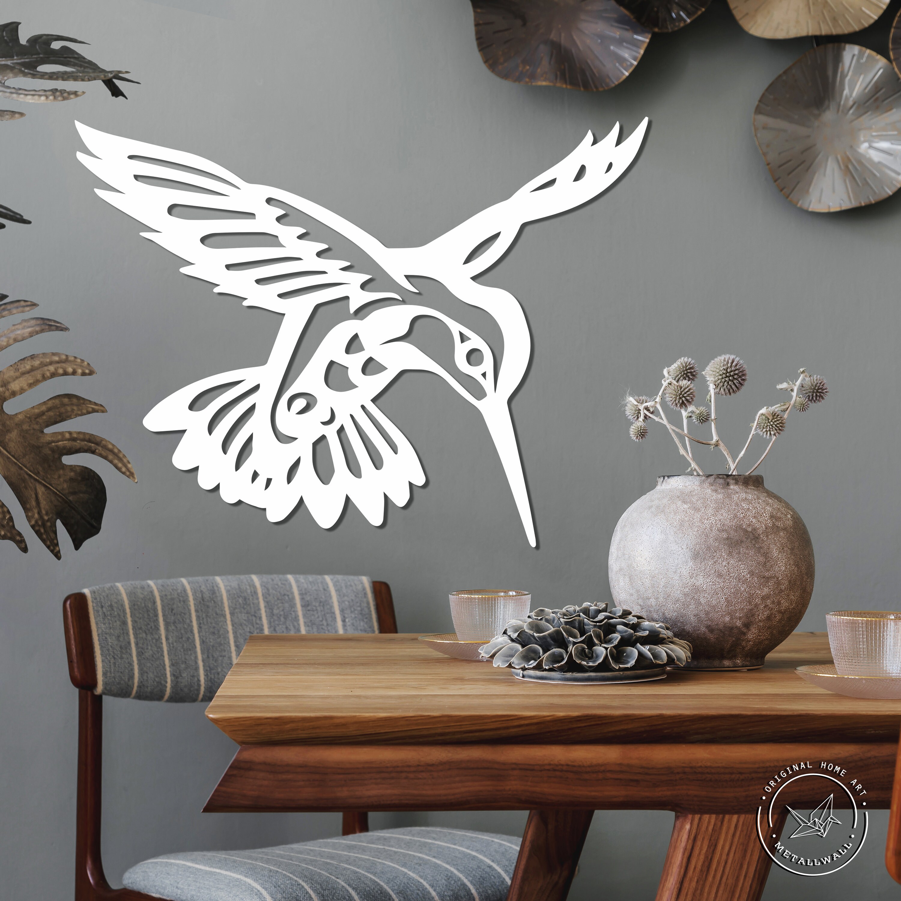 Metal Wall Art Hummingbird Home Decor Bird Animal Interior Etsy