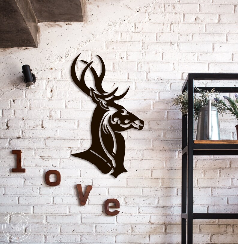 Deer Head Metal Wall Art Large Metal Wall Sign Wall Etsy