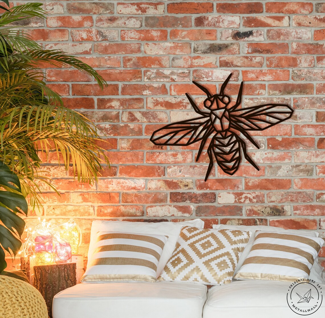 Bee Metal Wall Art geometric animal decal steel Home Decor Etsy