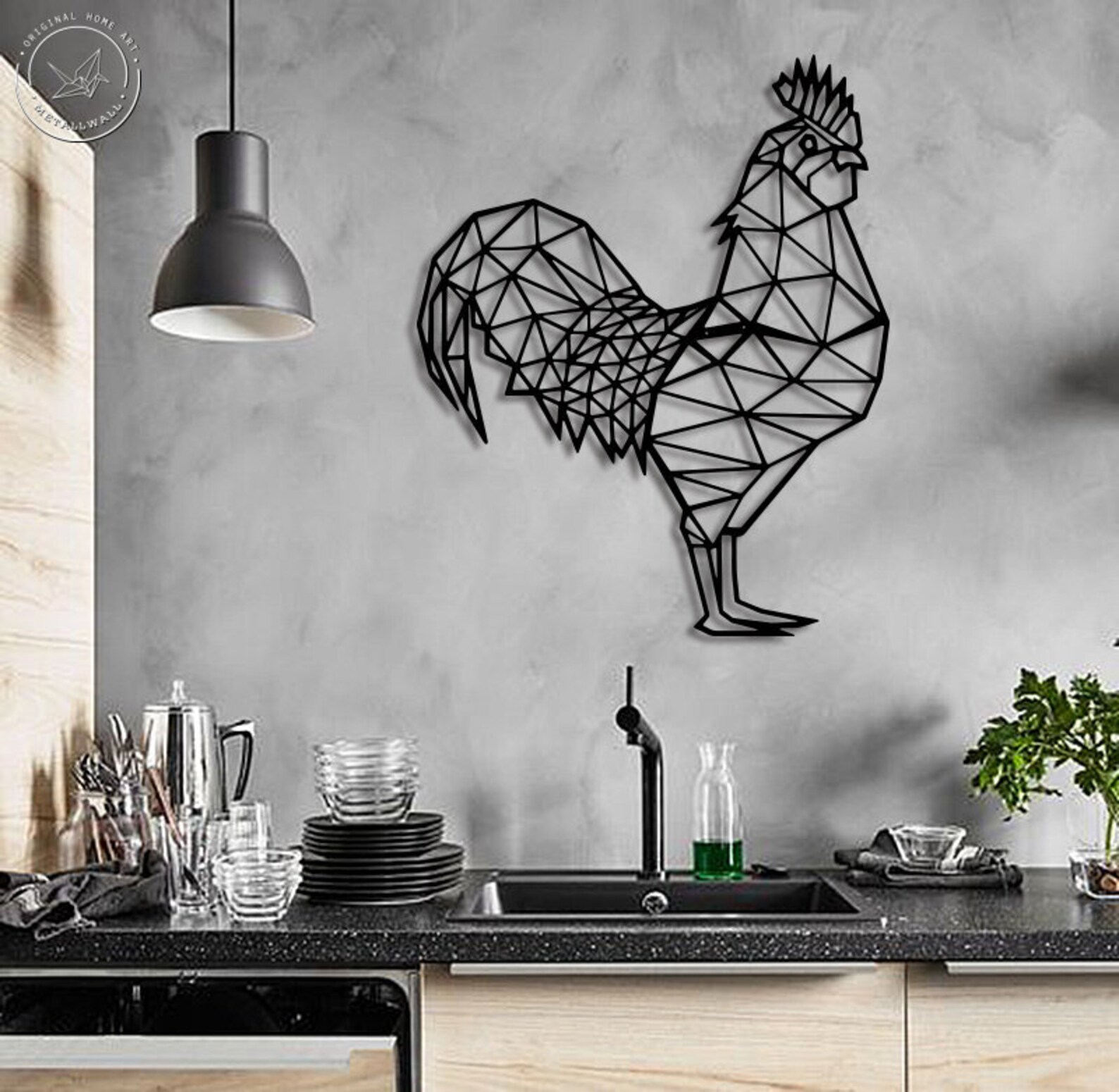 Metal Wall Art Geometric Chicken Animal steel Home Decor Signs Etsy