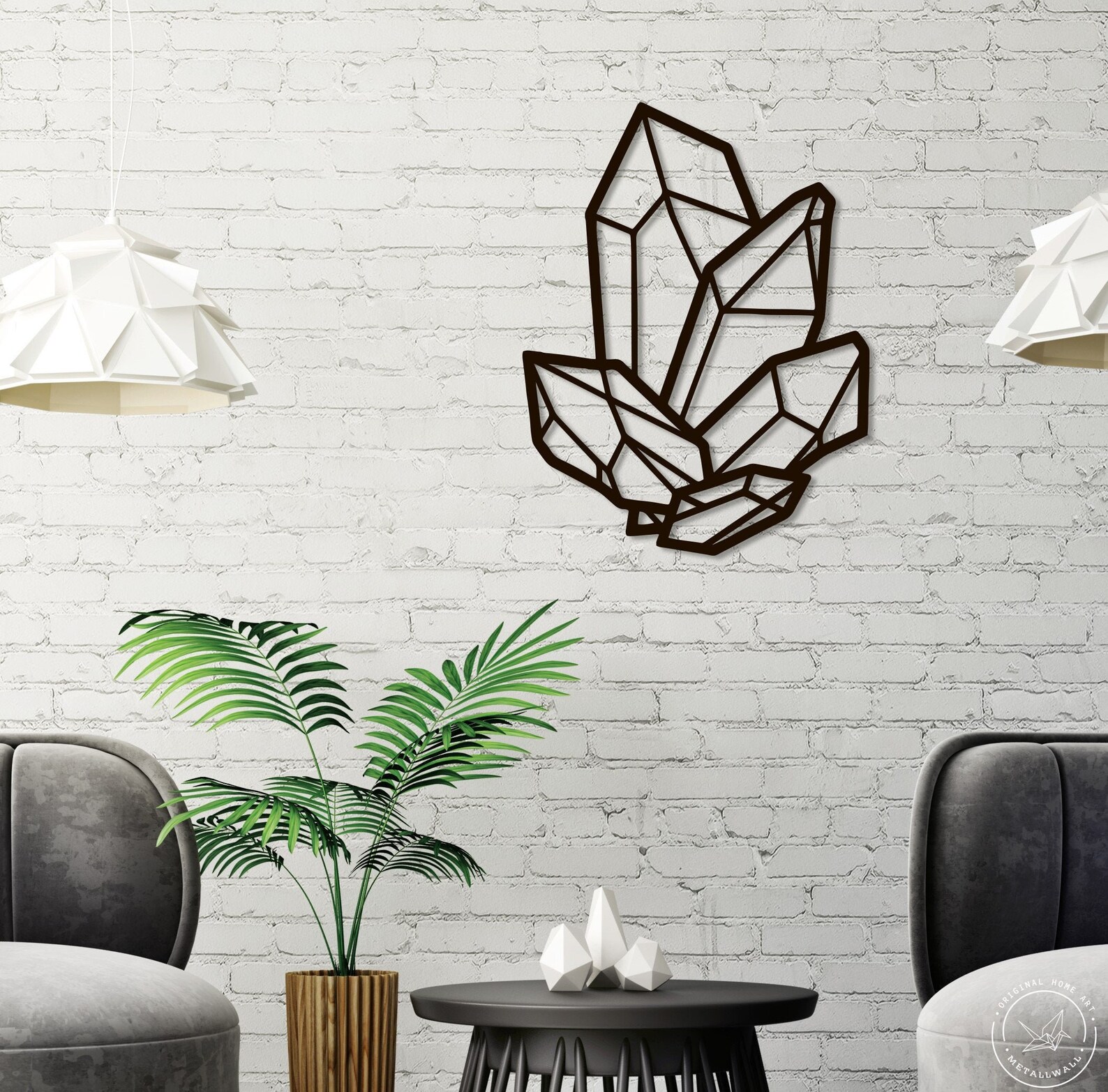 Geometric crystals metal wall art Home decor Wall hanging Etsy