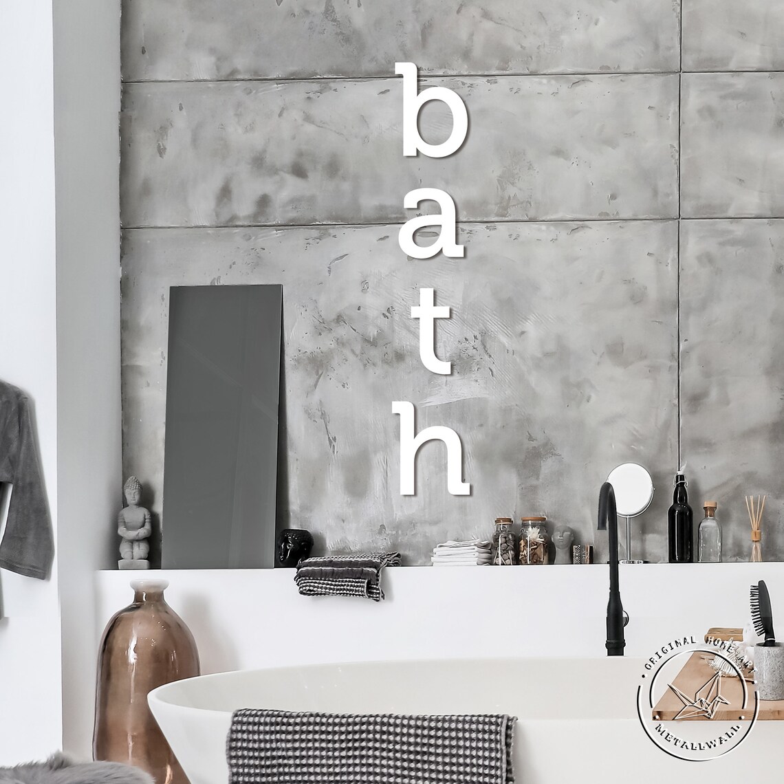 Bathroom wall art BATH Large metal Letters wall art Home Etsy