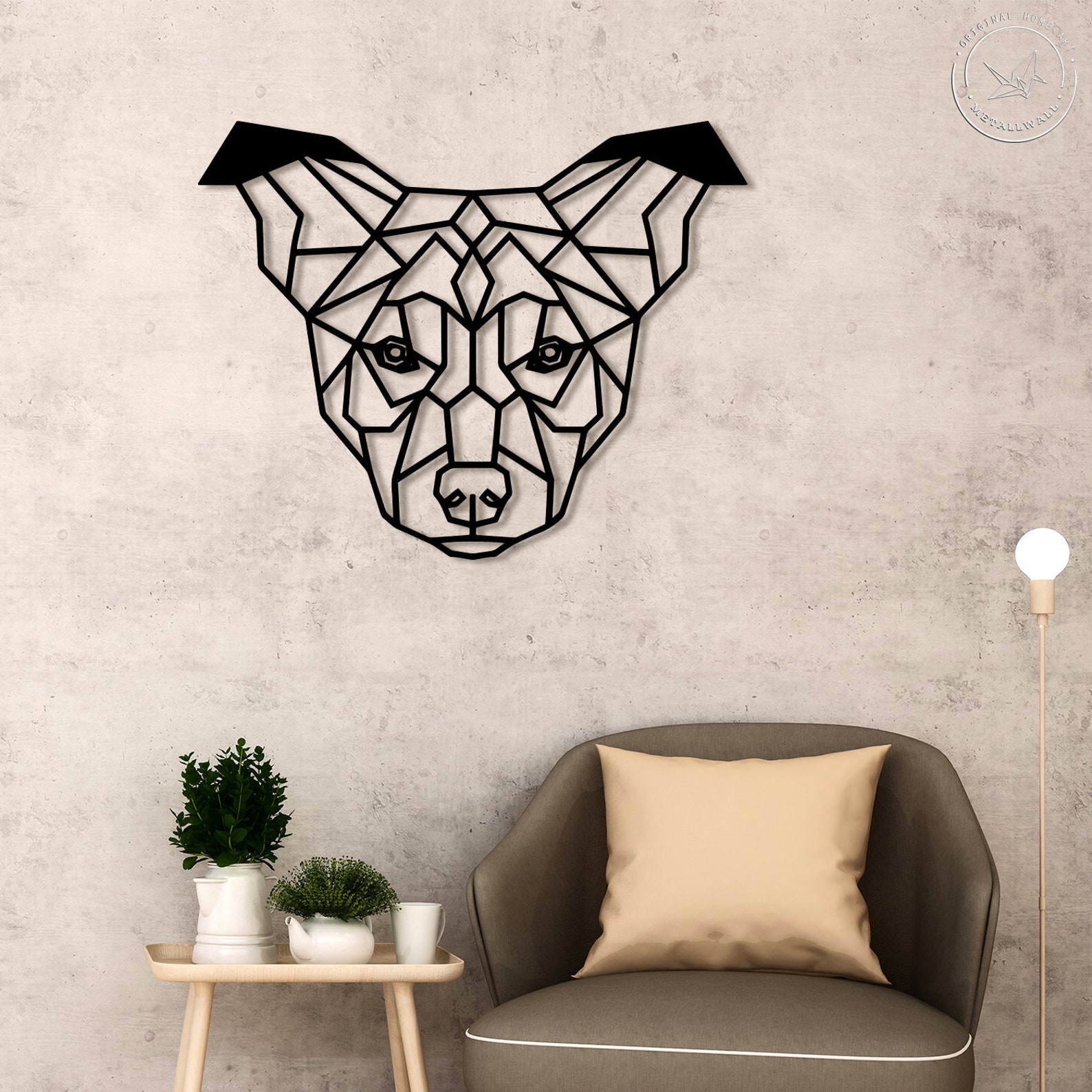 Metal Wall Art Geometric Dog Sign Animal Interior Home Decor | Etsy