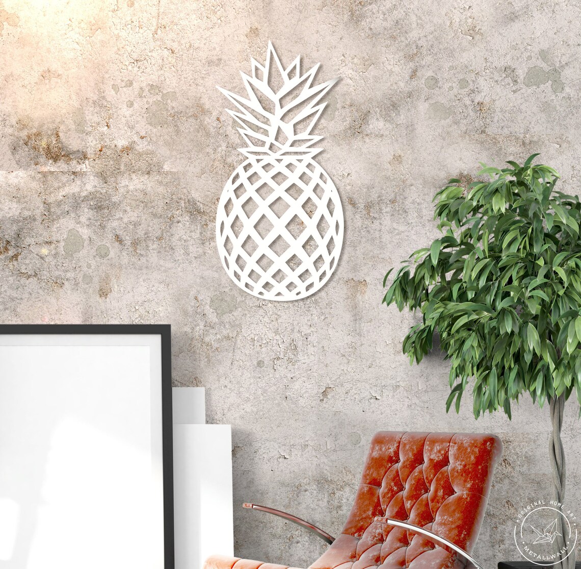 Metal wall art geometric Pineapple Large wall hanging decor Etsy