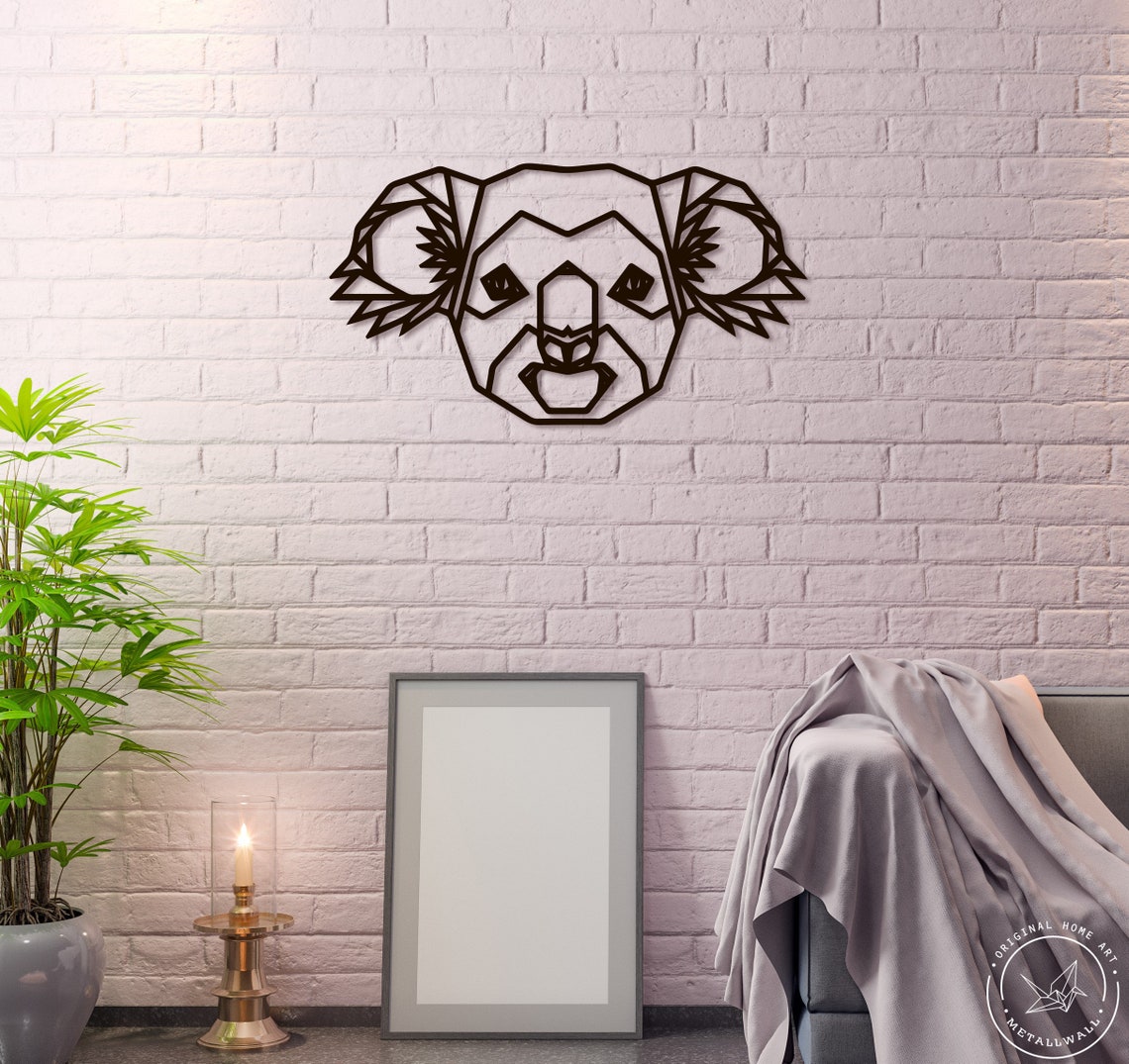 Metal Wall Art Koala Head Geometric animals Home decor Etsy