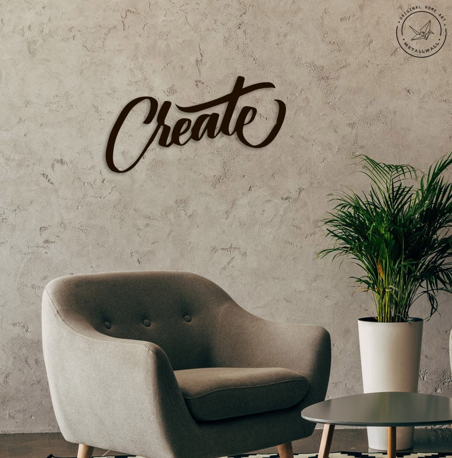 Create Metal Word Wall Art Home Decor Hanging Sign Gift Words Etsy