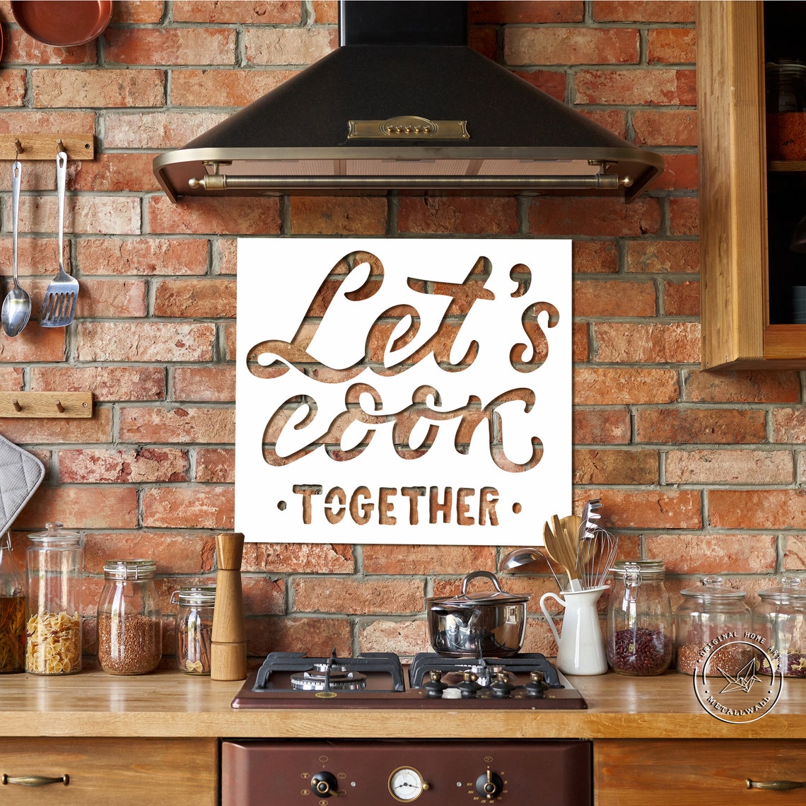 Lets cook sign Kitchen metal wall art decor Funny kitchen Etsy
