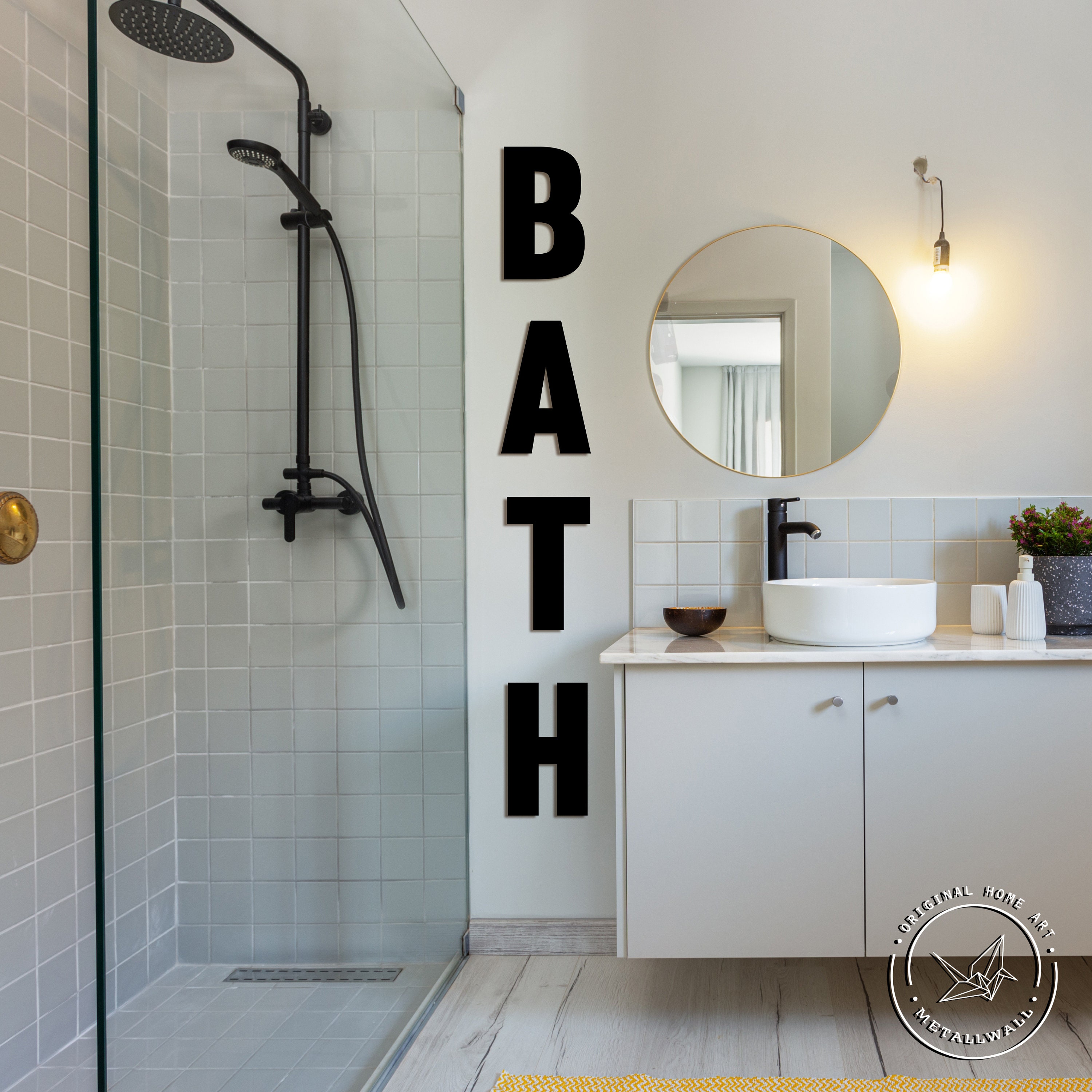BATH Metal Letters wall art Bathroom signs Home decor Wall Etsy