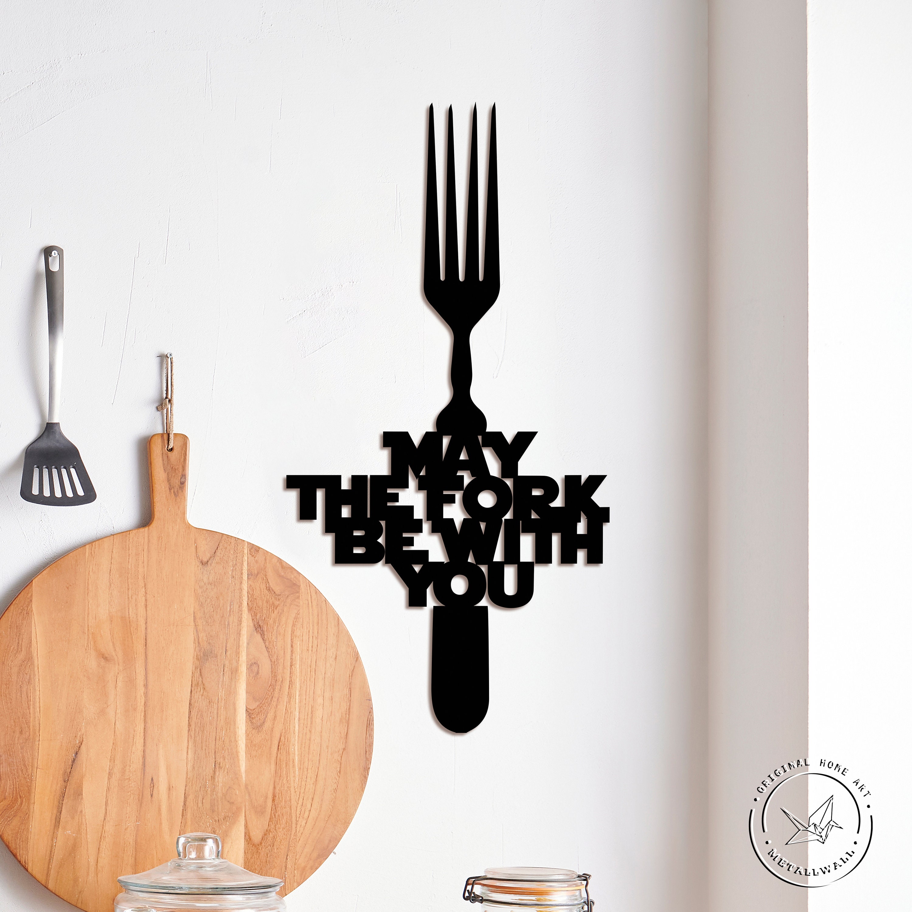 Metal wall art Kitchen wall signs May The Fork Be With You Etsy