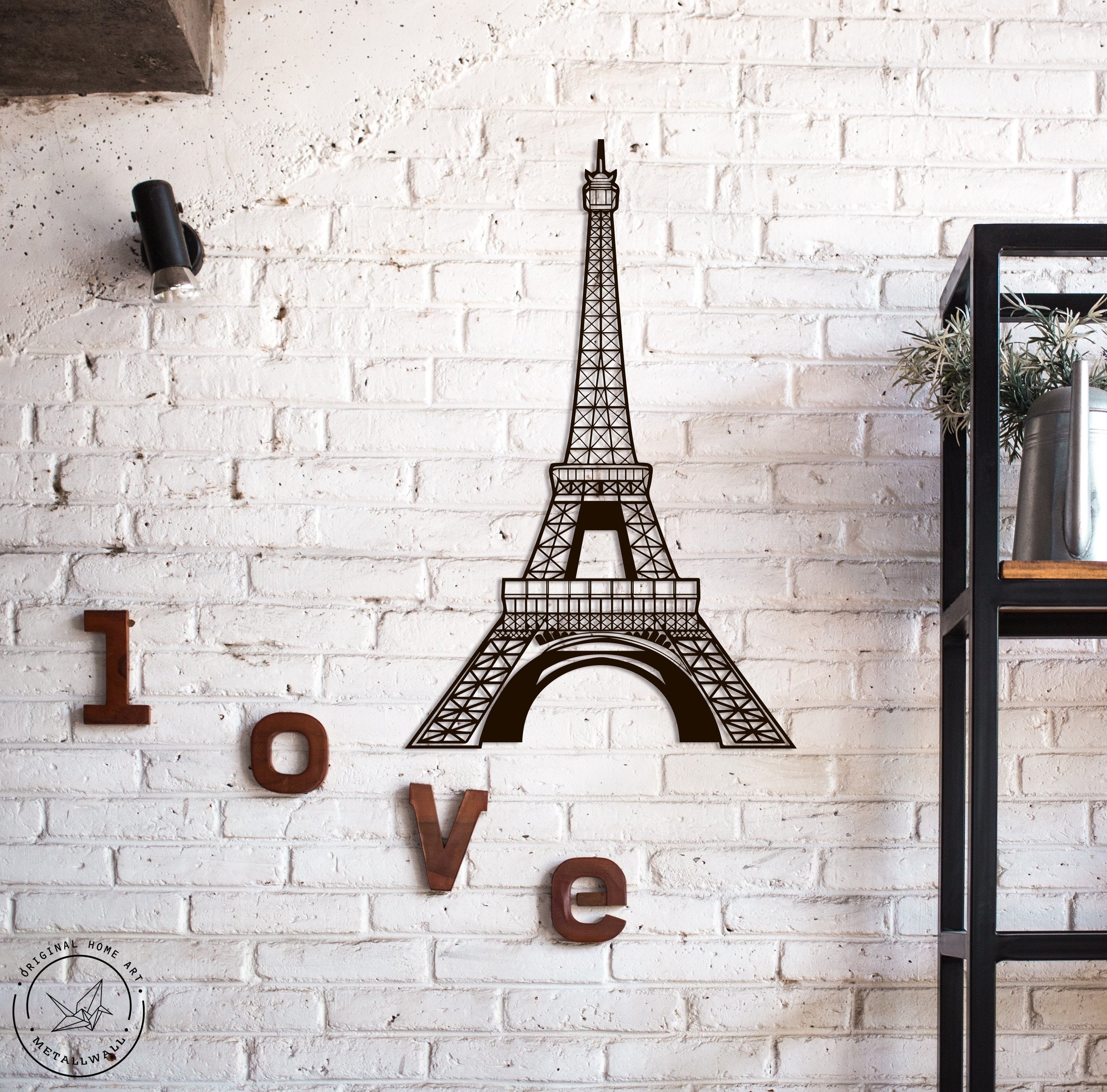 Metal Wall Art Geometric Eiffel Tower Home Decor Metal Wall Etsy