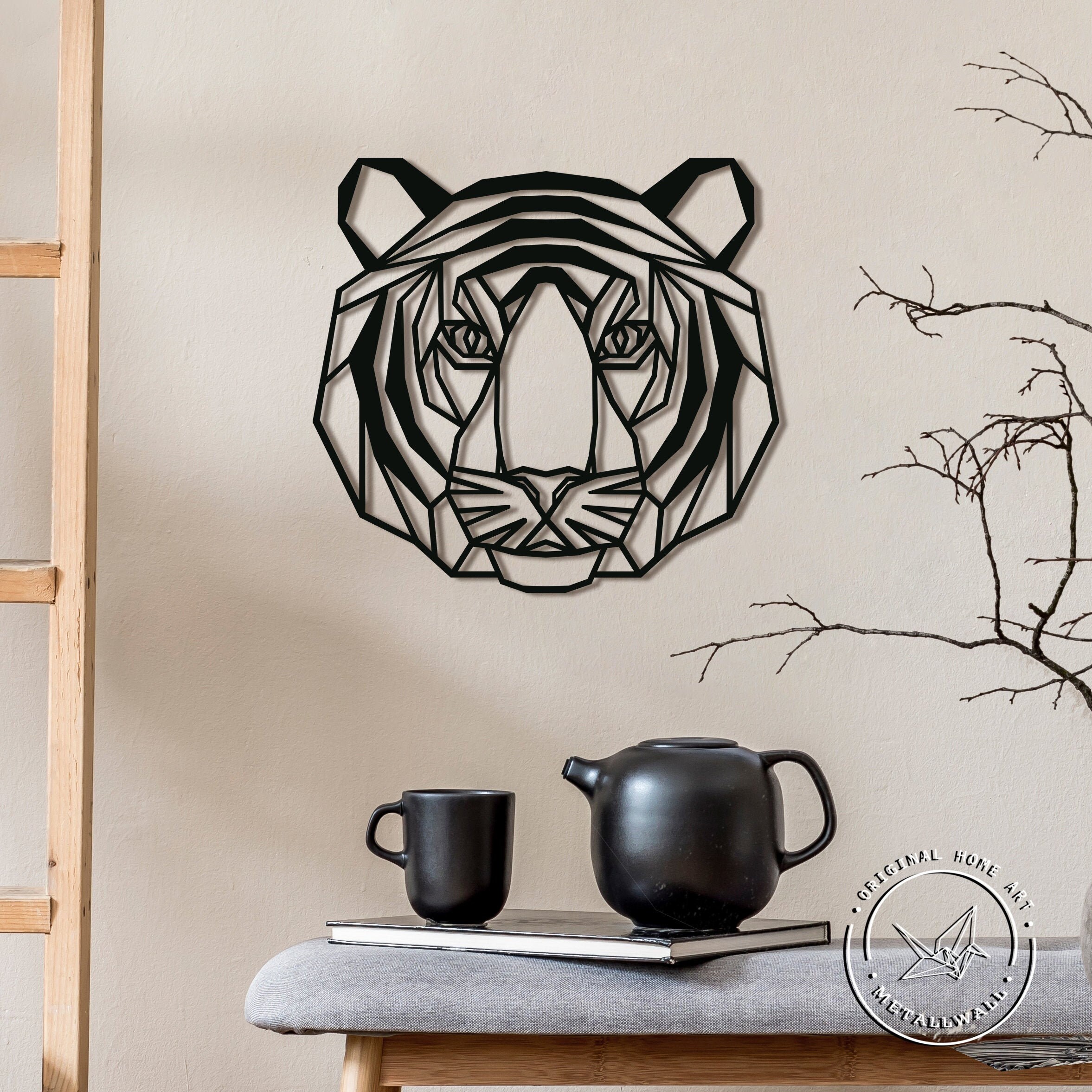 Geometric Tiger head metal wall art Home decor animal sign Etsy