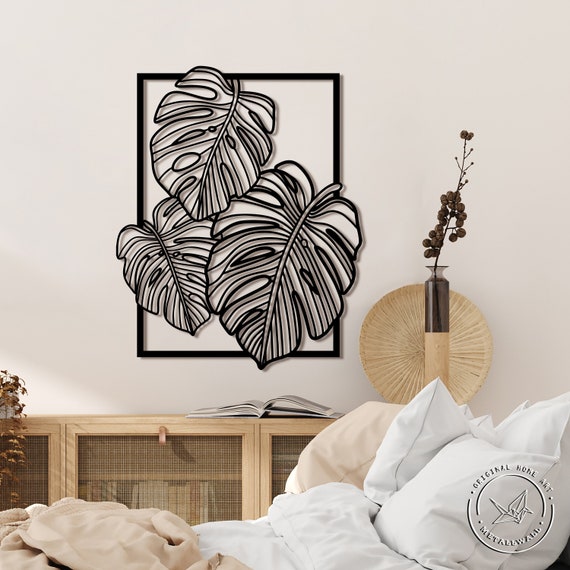 Monstera leaf metal wall art Larg wall decor Palm leaf wall | Etsy