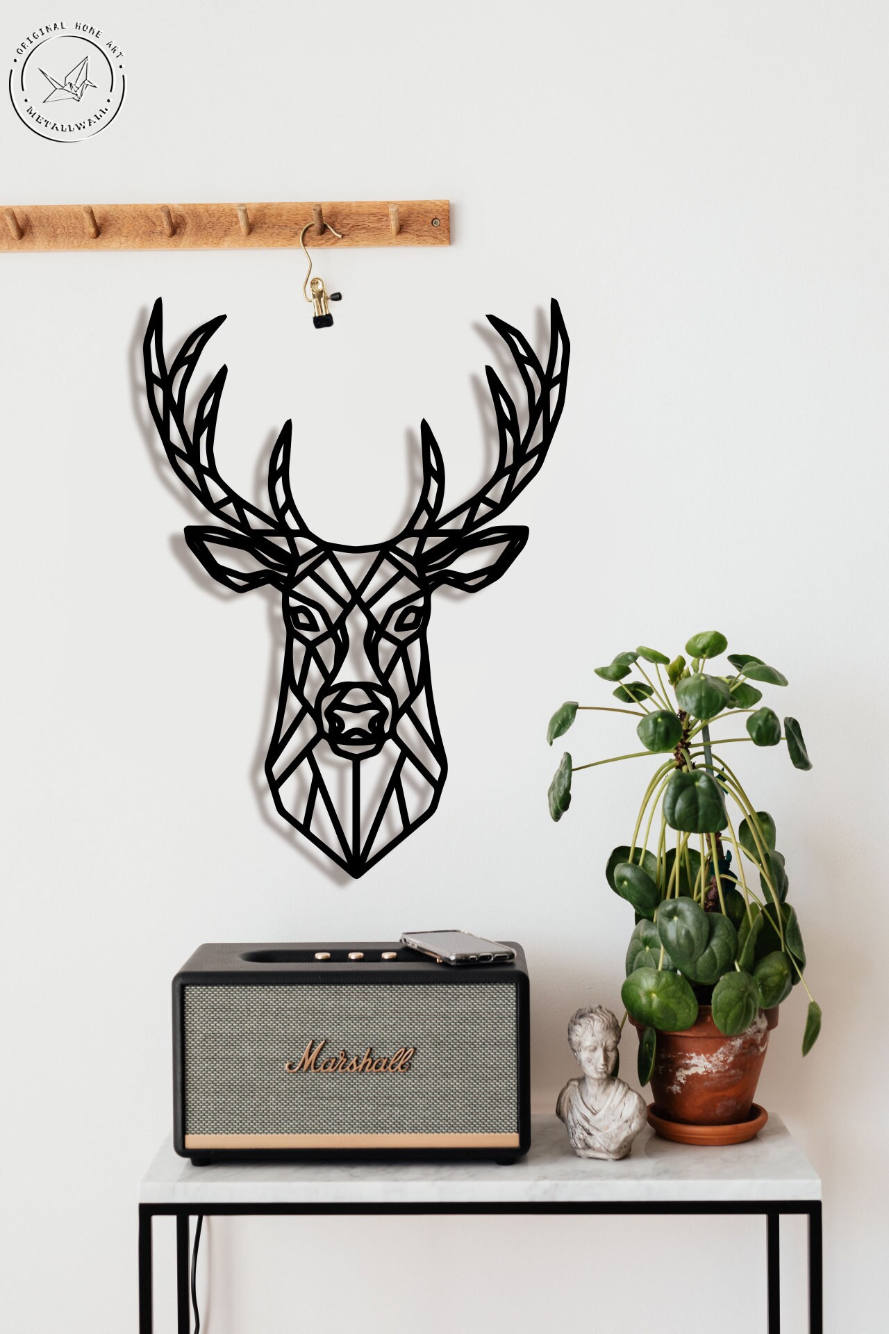 Deer Head Metal Wall Art Geometric animals Metal Wall Etsy