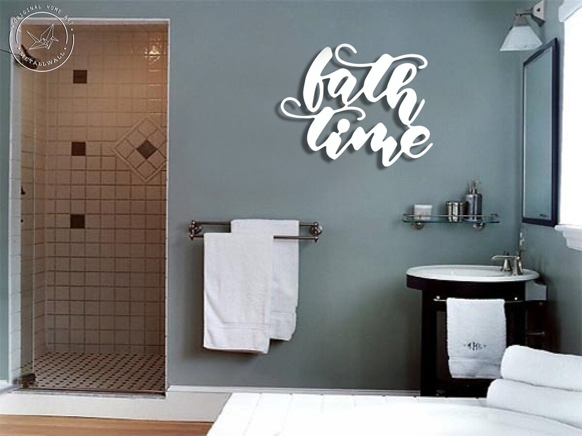 BATH TIME sign Metal wall art Bathroom wall decor Wall Hanging Etsy