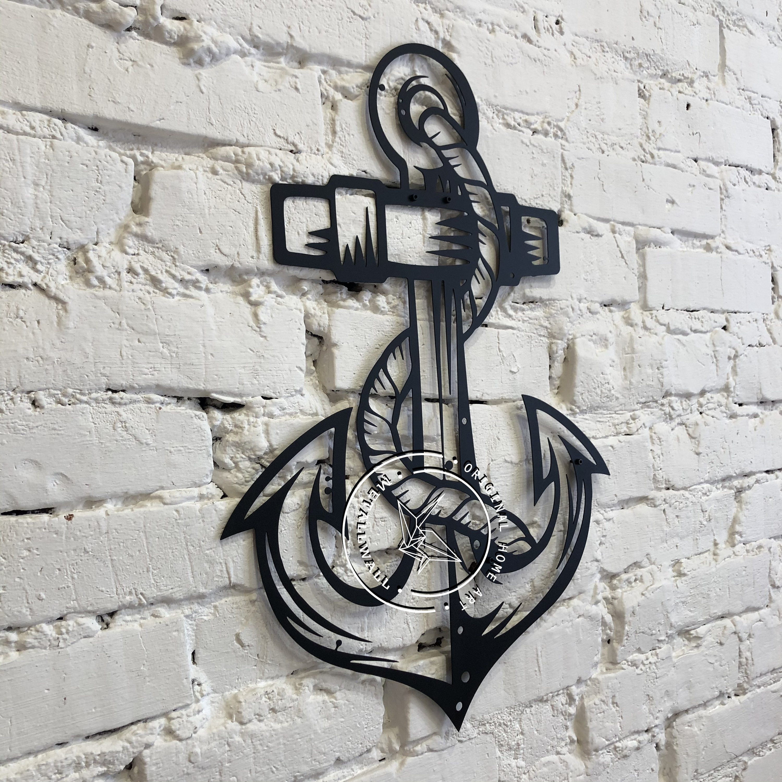 Metal wall art Anchor Large wall hanging decor Minimalist wall Etsy