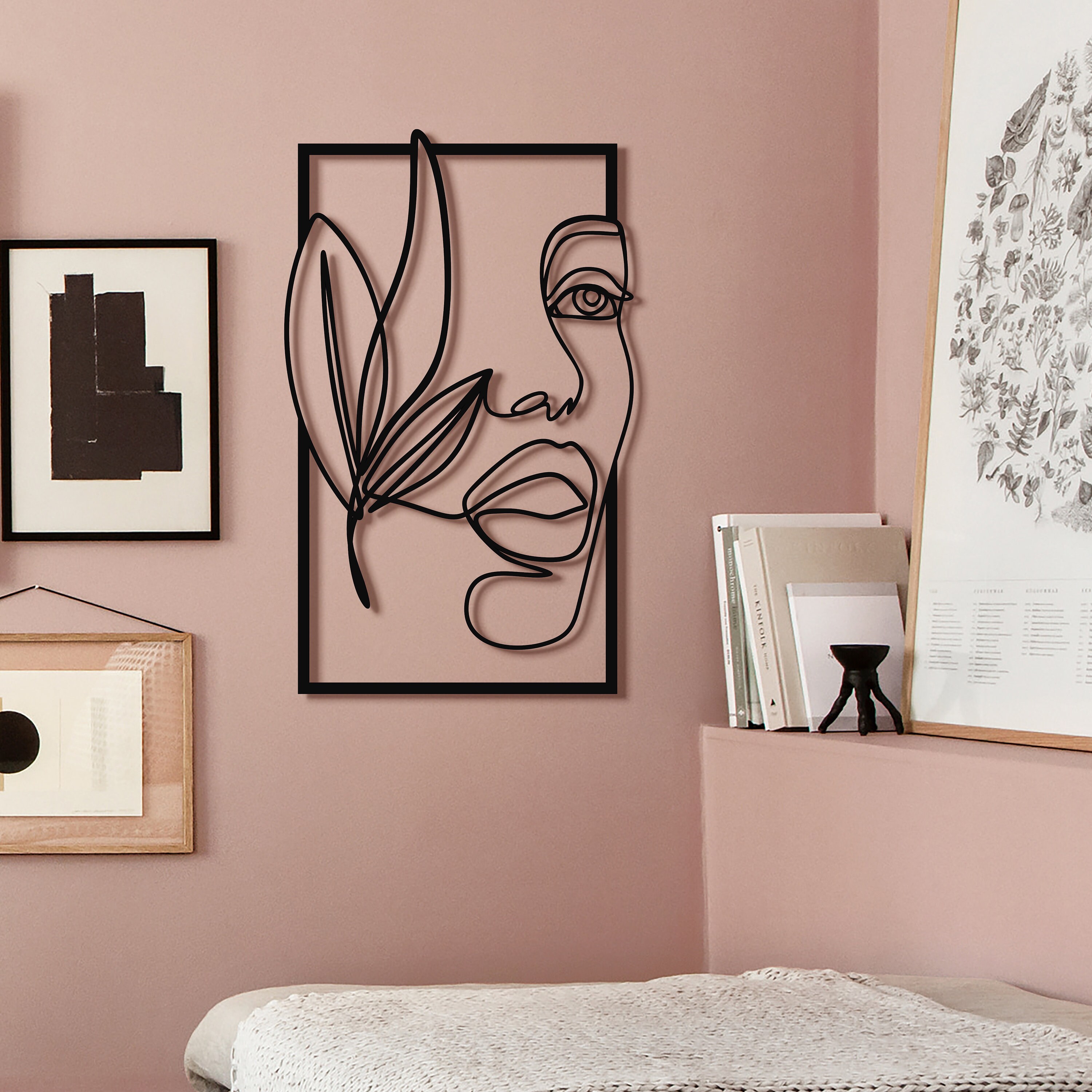 Metal Wall Art Woman Face Wall Hanging Home Decor Metal Sign Etsy