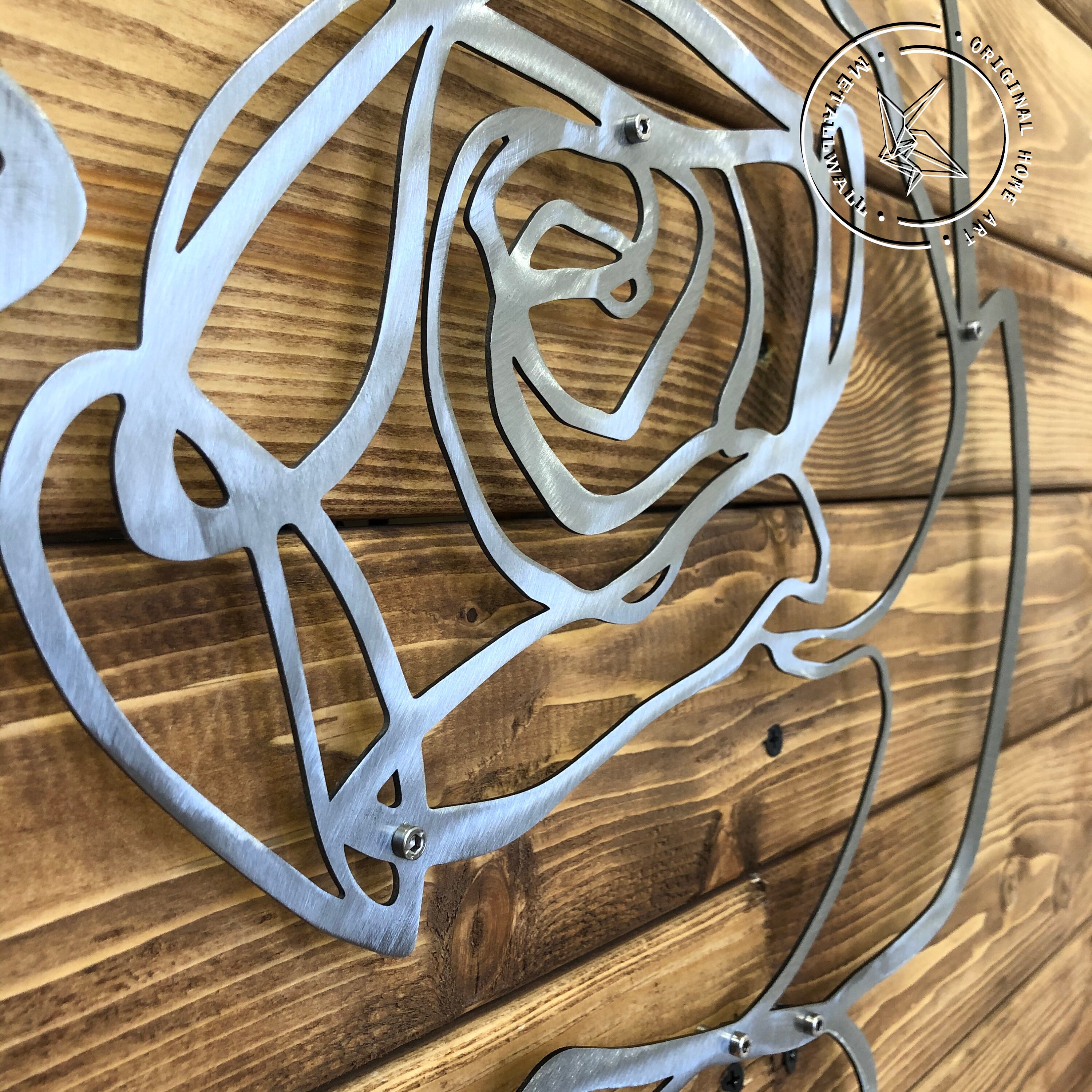 Metal Wall Art Rose Flower Large Wall Decor Wall Hanging Decor Etsy