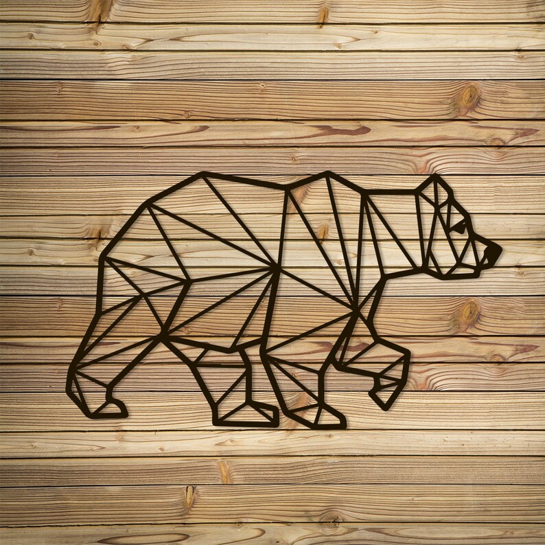 Metal Wall Art geometric Grizzly Bear Home Decor Interior Etsy