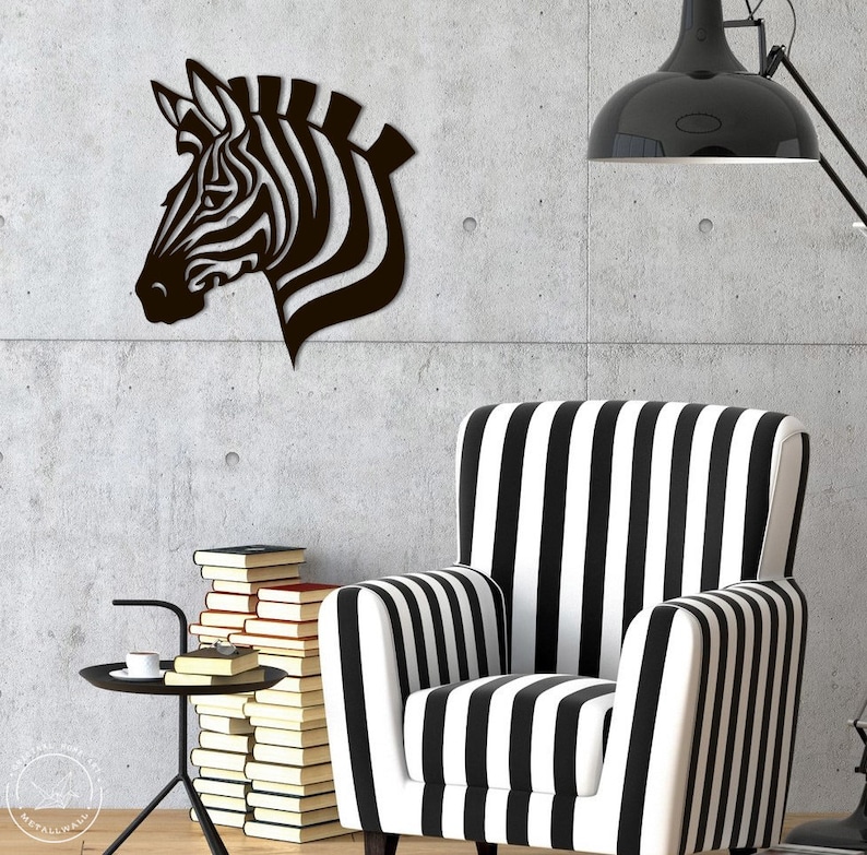 Metal Wall Art Zebra head Animal wall art Home Decor Metal Etsy