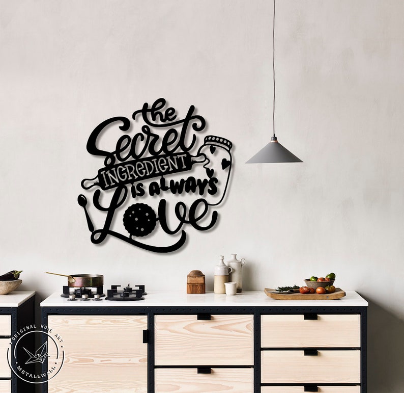 The Secret ingredient is always Love sign Kitchen metal wall | Etsy